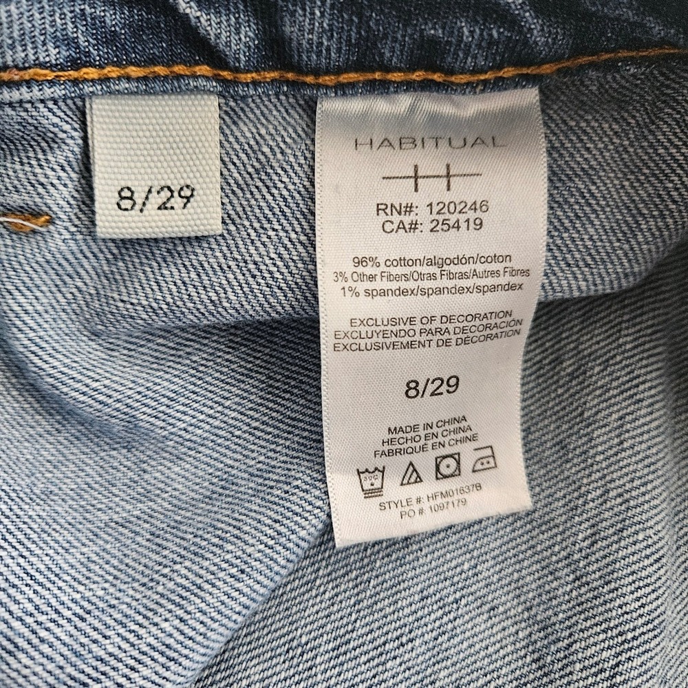 Habitual Womens Wide Leg Cropped Jeans Medium Wash Braided Waist 8/29 - Picture 5 of 6